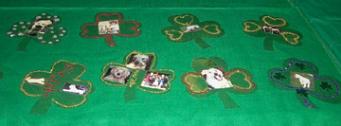 More shamrocks after they were attached to the fabric for the float